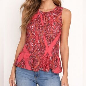 Banana Republic Red Paisley Sleeveless Blouse size:S